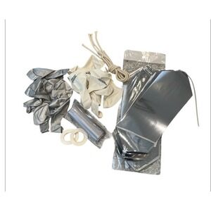 Grand Opening Kit: Ballons, Ribbon, Wind Hanging Spinners/Silver & White New